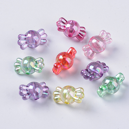 Transparent Acrylic Beads, AB Color Plated, Candy