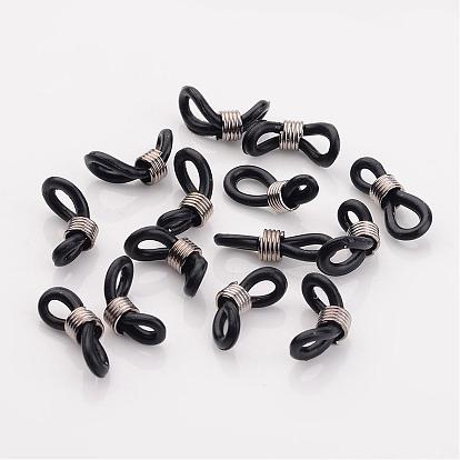 Eyeglass Holders, Glasses Rubber Loop Ends, with Iron Findings, 17x6mm, Hole: 5x2mm