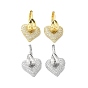 Boucles d'oreilles créoles pendantes en forme de cœur et de feuilles avec zircons cubiques transparents pour la Saint-Valentin, bijoux en laiton pour femmes