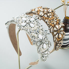 Bandeau vintage en perles de cristal, fleur baroque, accessoires pour cheveux de style de rue pour femmes