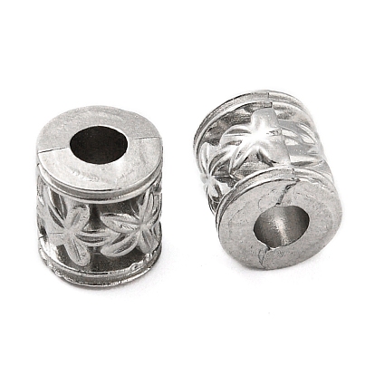 316 Stainless Steel Beads, Column with Flower