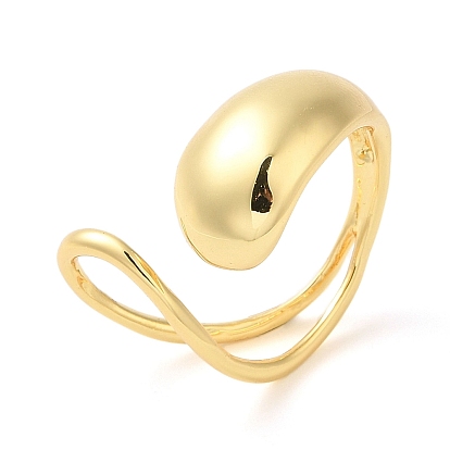 Rack Plating Brass Teardrop Open Cuff Ring for Women, Lead Free & Cadmium Free