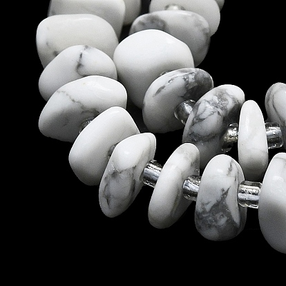 Chapelets de perles howlite naturelles , avec des perles de rocaille, plat