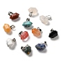 Gemstone Pointed Pendants, Faceted Bullet Charms, with Platinum Tone Iron Snap on Bails