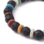 Женские эластичные браслеты из окрашенного натурального лавового камня, круглые и дисковые из бисера