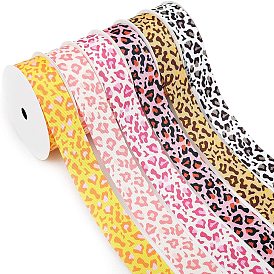 Ruban gros-grain polyester simple face, motif imprimé léopard