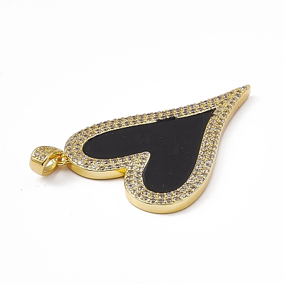 Micro cuivres ouvrent pendentifs zircone cubique, Style émail, charme coeur, or