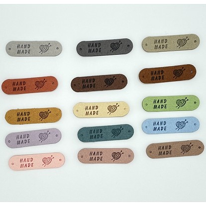 Microfiber Leather Label Tags, Handmade Embossed Tag, with Holes, for DIY Jeans, Bags, Shoes, Hat Accessories