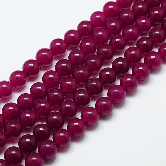 Natural Malaysia Jade Bead Strands, Dyed & Heated, Round Beads