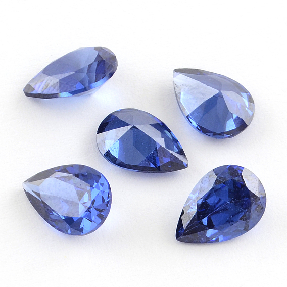 Teardrop Shaped Cubic Zirconia Pointed Back Cabochons, Faceted