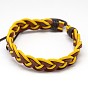 Trendy Unisex Casual Style Braided Waxed Cord and Leather Bracelets, 58mm