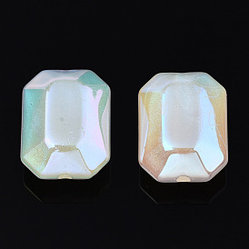 Electroplated ABS Plastic Imitation Pearl Beads, Octagon, Faceted