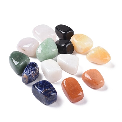 7 наборы цветов чакр, исцеляющие кристаллы, Бусины из натурального смешанного драгоценного камня, лечебные камни, для 7 балансировки чакр, кристаллотерапия, медитация, Рейки, упавший камень, драгоценные камни наполнителя вазы, нет отверстий / незавершенного, самородки