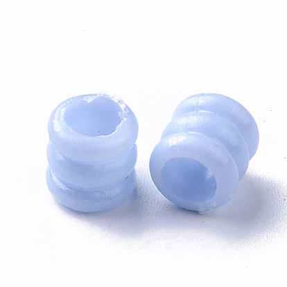 Perles à rainures européennes en plastique polystyrène (ps) opaque, Perles avec un grand trou   , colonne avec rainure