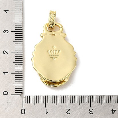 Rack Plating Brass Micro Pave Cubic Zirconia with Sea shell Pendants, Cadmium Free & Lead Free