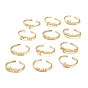 12 anillos de latón en los puños de la constelación / signo del zodíaco, anillos abiertos, real 18 k chapado en oro