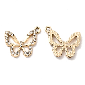 UV Plating Alloy Pendants, with Crystal Rhinestone, Butterfly Charms