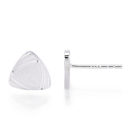 925 Sterling Silver Stud Earrings, Triangle, Nickel Free, with S925 Stamp