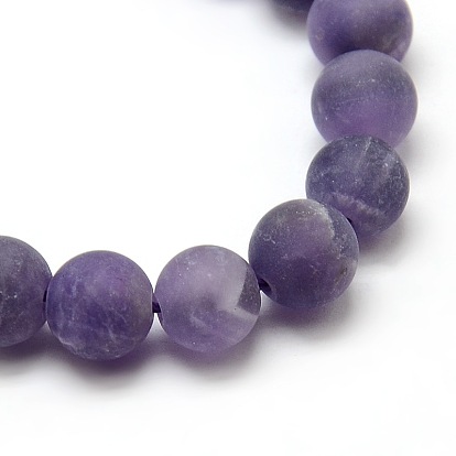 Frosted Natural Amethyst Round Bead Strands