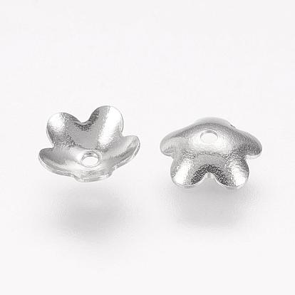304 Stainless Steel 5-Petal Flower Bead Caps, 6x2mm, Hole: 0.7mm, about 1000pcs/bag