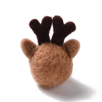 Handmade Wool Felting Ornament Accessories, Felt Craft, with Plastic Eye, Christmas Reindeer/Stag's Head