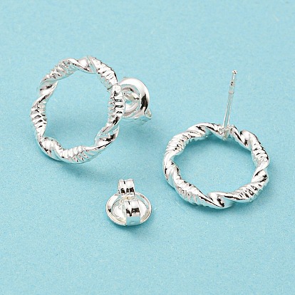 304 Stainless Steel Hollow Ring Stud Earrings for Woman