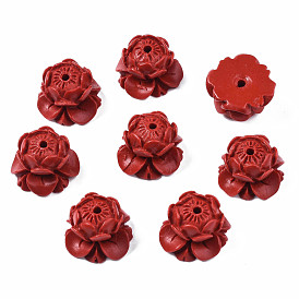 Perles de lotus de cinabre, fleur, 12x18x18mm, Trou: 2mm