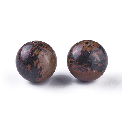 Natural Mahogany Obsidian Beads, Round
