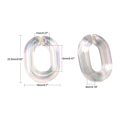 Anneaux de liaison acryliques transparents, de couleur plaquée ab , connecteurs à liaison rapide, pour la fabrication de chaînes de câble de bijoux, ovale