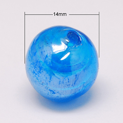 Abalorios de colores vario hechos a mano, pearlized, rondo, 14 mm, agujero: 1.5 mm