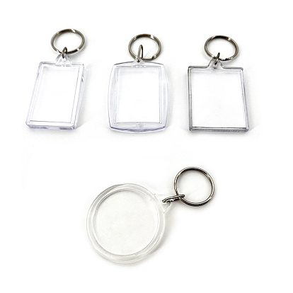 Clear Photo Frame Blank Acrylic Keychains, with Split Key Rings