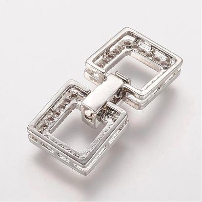 Micro cuivres ouvrent zircone cubique replier fermoirs, carrée