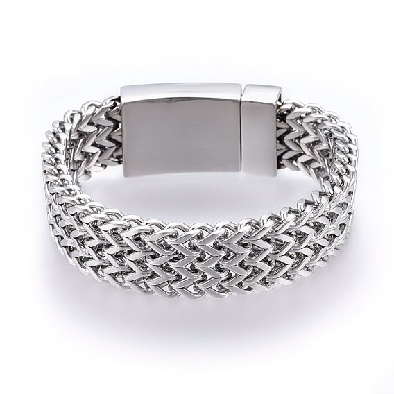 304 Stainless Steel Mesh Bracelets, with Bayonet Clasps
