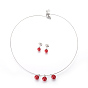304 Stainless Steel Stud Earrings & Pendant Necklaces Jewelry Sets, with Plastic Beads