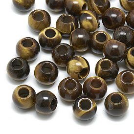 Natural Tiger Eye Beads, Large Hole Beads, Rondelle