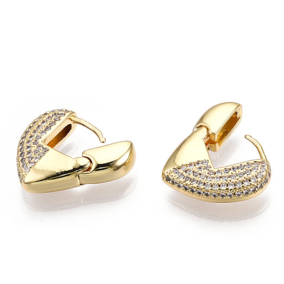 Серьги-кольца в форме сердца из прозрачного кубического циркония, латунные украшения для женщин