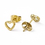 Vacuum Plating 304 Stainless Steel Tiny Hollow Out Heart Stud Earrings for Women