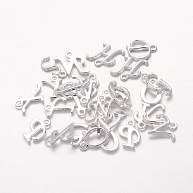 Silver Color Plated Alloy Letter Pendants, Rack Plating, Cadmium Free & Lead Free, 12~17x4~15x2mm, Hole: 1.5mm