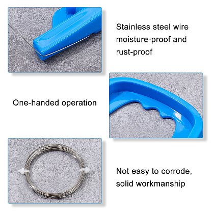 PandaHall Elite 1Pc Wire Clay Cutter, with Plastic Handle, 1 Roll Iron Clay Cutters Wire, for Pottery Modeling Clay Making
