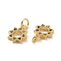Brass Micro Pave Cubic Zirconia Charm, with Jump Rings, Hollow Sun Charm
