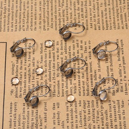 DIY Earring Making, with 304 Stainless Steel Leverback Earring Findings and Transparent Oval Glass Cabochons