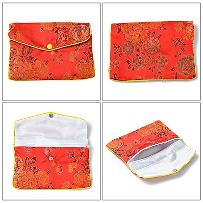 Прямоугольные мешочки на молнии из ткани с цветочной вышивкой, сумки для хранения ювелирных изделий