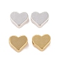Rack Plating Eco-friendly Brass Beads, Lead Free & Cadmium Free, Long-Lasting Plated, Heart
