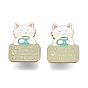 Cat Have a Cup of Tea Enamel Pin, Light Gold Plated Alloy Word I Work Hard So My Cat Can Live A Better Life Badge for Backpack Clothes, Nickel Free & Lead Free