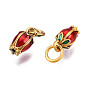 Alloy Enamel Charms, with Jump Rings, Matte Style, Cadmium Free & Lead Free, Tulip, Matte Gold Color