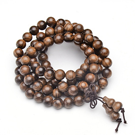 5 -loop style bijoux bouddhistes, Bulinga noir keva mala perle bracelets / colliers, ronde