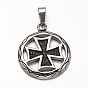 304 Stainless Steel Pendants, Ring with Cross, 36.5x30.5x3.5mm, Hole: 5x10mm