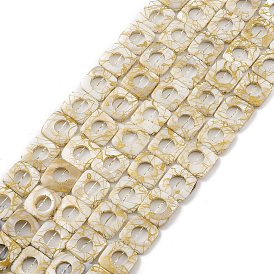 Drawbench Style Natural Freshwater Shell Beads Strands, Square