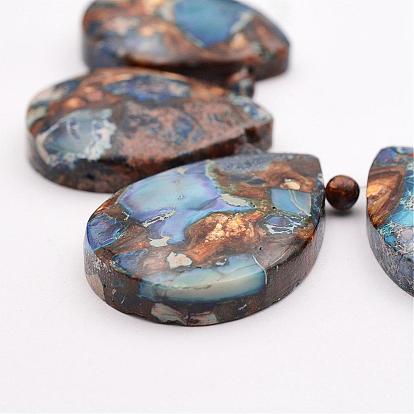 Assembled Bronzite and Imperial Jasper Beads Strands, Top Drilled Beads, Dyed, Teardrop