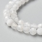 Brins de perles de pierre de lune arc-en-ciel naturel, ronde, facette